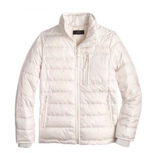 J.Crew Lightweight Zip-up Puffer Jacket in Cream